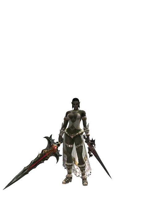 Blood Sword Akamanah on a female Orc fighter, front view