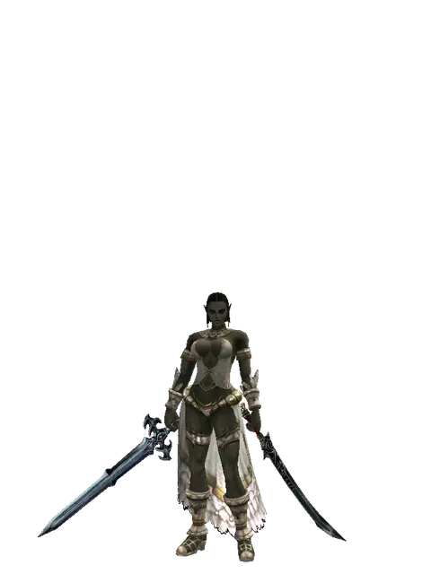 Caliburs*Samurai Long Sword on a female Orc fighter, front view