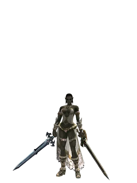 Caliburs*Sword of Delusion on a female Orc fighter, front view