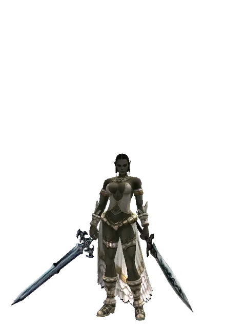 Caliburs*Tsurugi on a female Orc fighter, front view