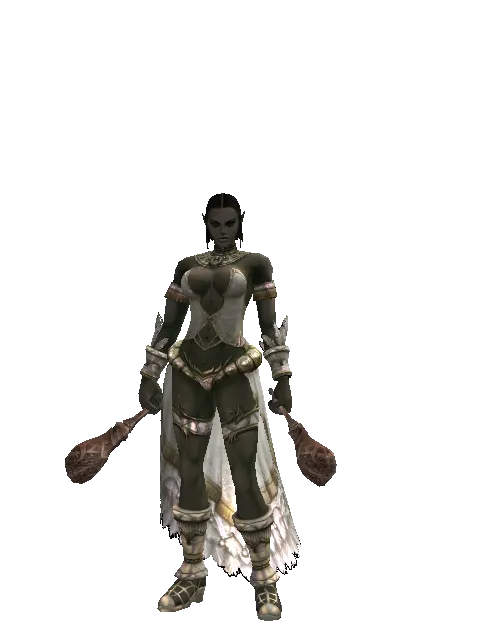 Chrono Maracas on a female Orc fighter, front view