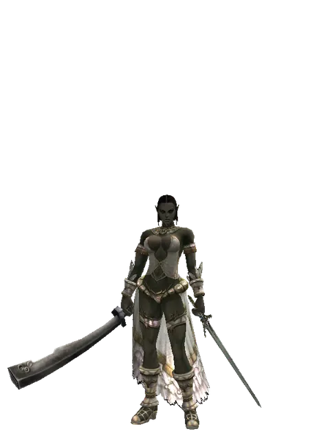 Crimson Sword*Elven Sword on a female Orc fighter, front view