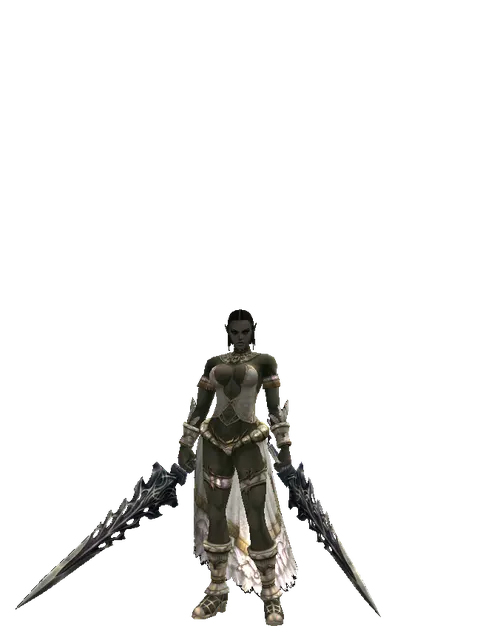 Damascus*Damascus on a female Orc fighter, front view