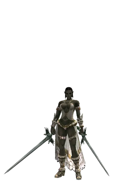 Elven Long Sword*Elven Long Sword on a female Orc fighter, front view