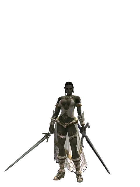 Elven Sword*Sword of Revolution on a female Orc fighter, front view