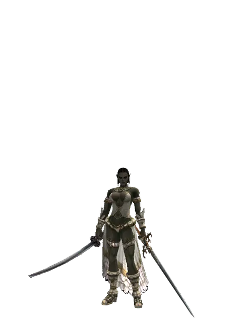 Katana*Raid Sword on a female Orc fighter, front view