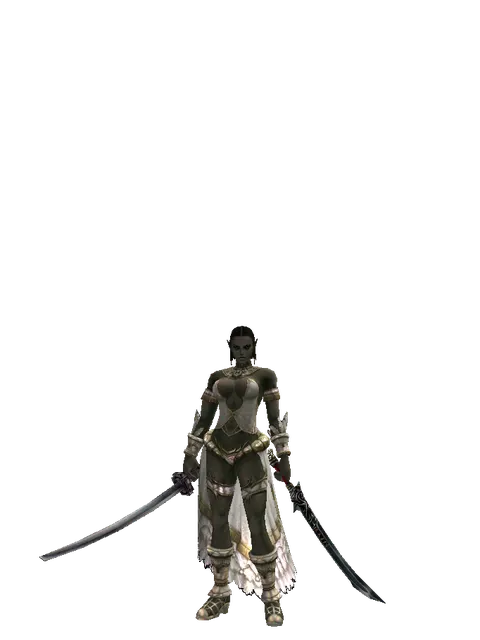 Katana*Samurai Long Sword on a female Orc fighter, front view