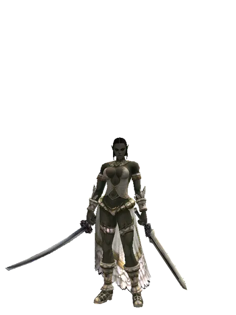 Katana*Spirit Sword on a female Orc fighter, front view