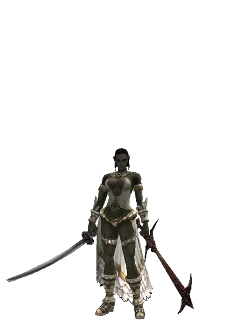 Katana*Sword of Nightmare on a female Orc fighter, front view