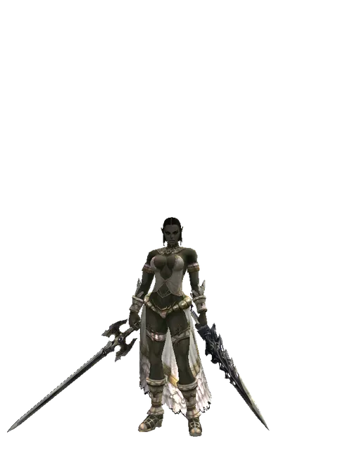 Keshanberk*Damascus on a female Orc fighter, front view