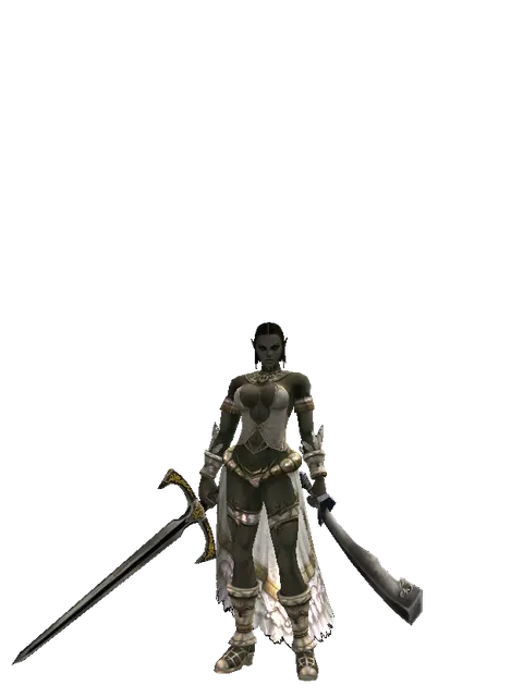 Knight's Sword*Crimson Sword on a female Orc fighter, front view