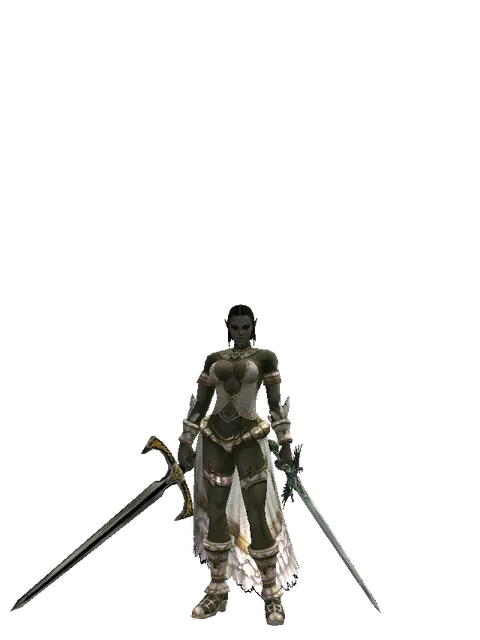 Knight's Sword*Elven Long Sword on a female Orc fighter, front view