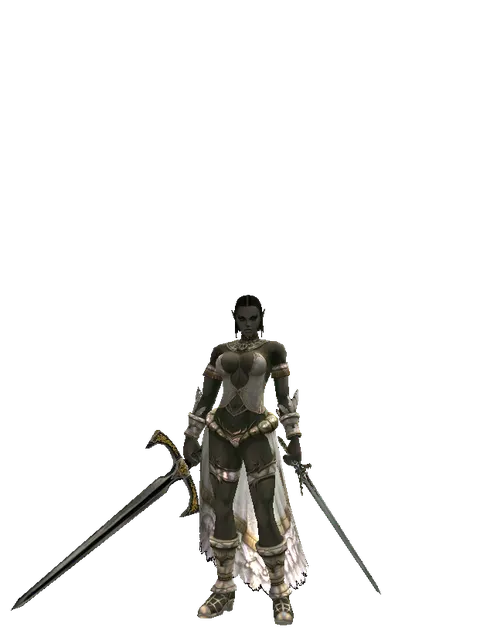 Knight's Sword*Elven Sword on a female Orc fighter, front view