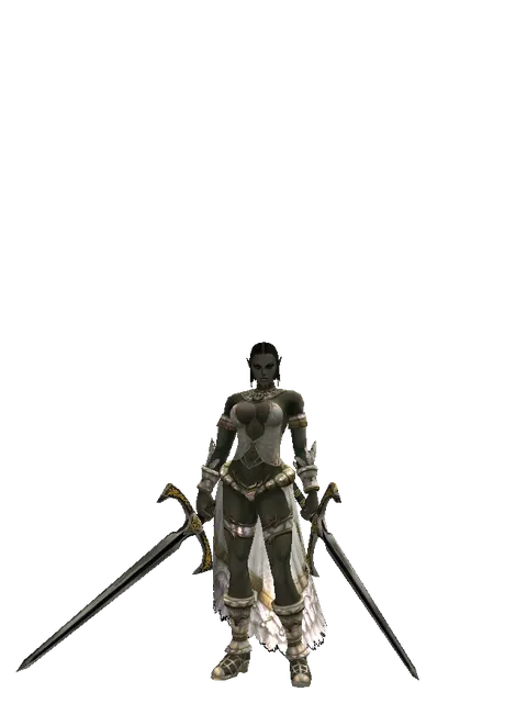 Knight's Sword*Knight's Sword on a female Orc fighter, front view