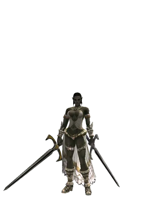 Knight's Sword*Sword of Revolution on a female Orc fighter, front view