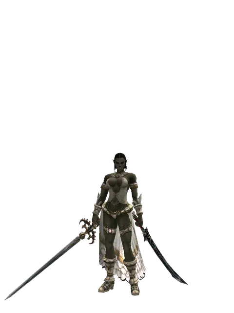 Raid Sword*Samurai Long Sword on a female Orc fighter, front view