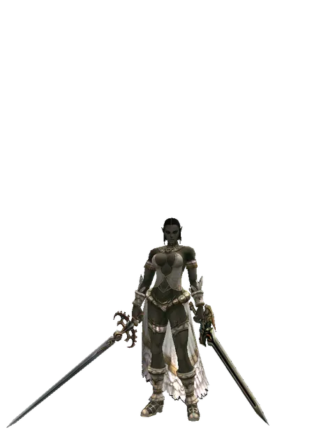 Raid Sword*Sword of Delusion on a female Orc fighter, front view