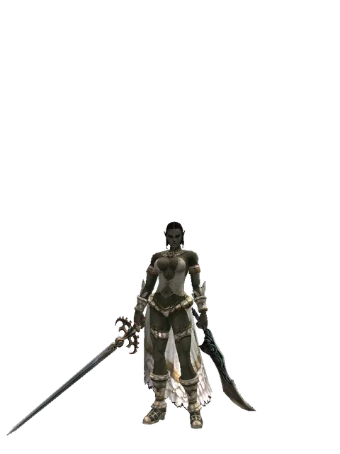Raid Sword*Sword of Limit on a female Orc fighter, front view