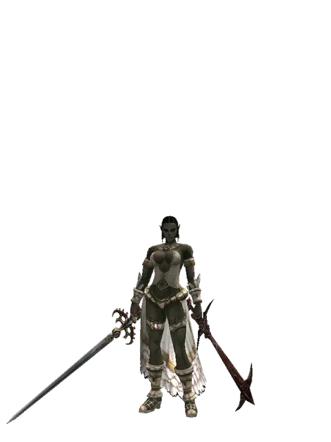Raid Sword*Sword of Nightmare on a female Orc fighter, front view