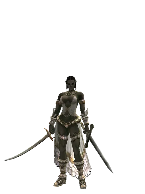 Saber*Artisan's Sword on a female Orc fighter, front view