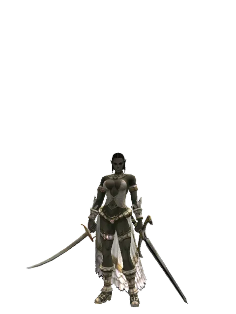 Saber*Knight's Sword on a female Orc fighter, front view