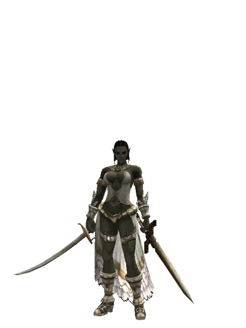 Saber*Spinebone Sword on a female Orc fighter, front view