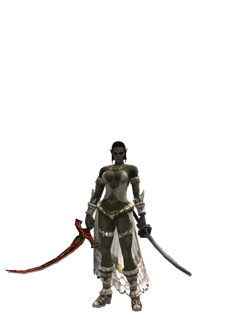 Shamshir*Katana on a female Orc fighter, front view