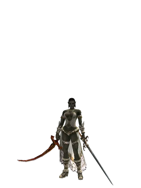 Shamshir*Raid Sword on a female Orc fighter, front view