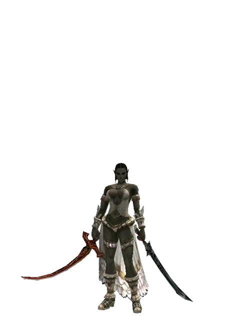 Shamshir*Samurai Long Sword on a female Orc fighter, front view