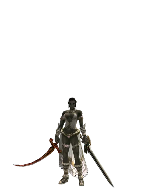 Shamshir*Sword of Delusion on a female Orc fighter, front view