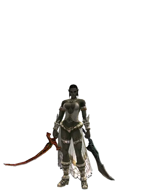Shamshir*Sword of Limit on a female Orc fighter, front view