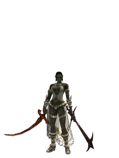 Shamshir*Sword of Nightmare on a female Orc fighter, front view