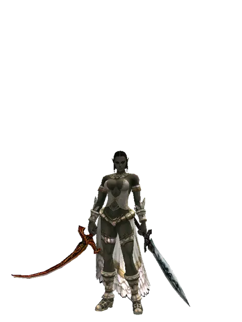 Shamshir*Tsurugi on a female Orc fighter, front view