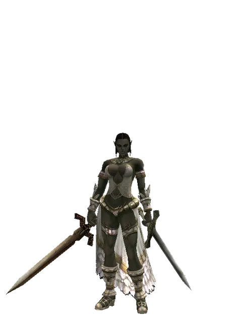 Spinebone Sword*Artisan's Sword on a female Orc fighter, front view