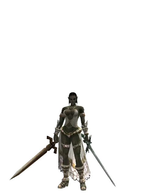 Spinebone Sword*Elven Long Sword on a female Orc fighter, front view