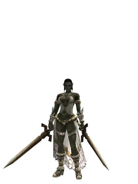 Spinebone Sword*Spinebone Sword on a female Orc fighter, front view