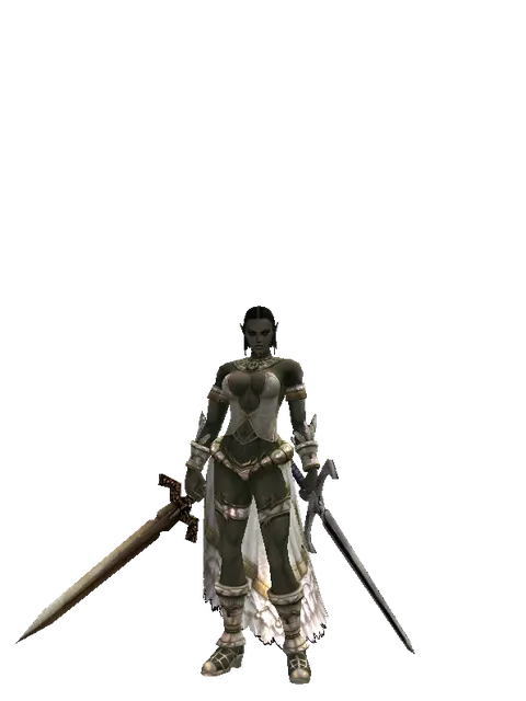 Spinebone Sword*Sword of Revolution on a female Orc fighter, front view