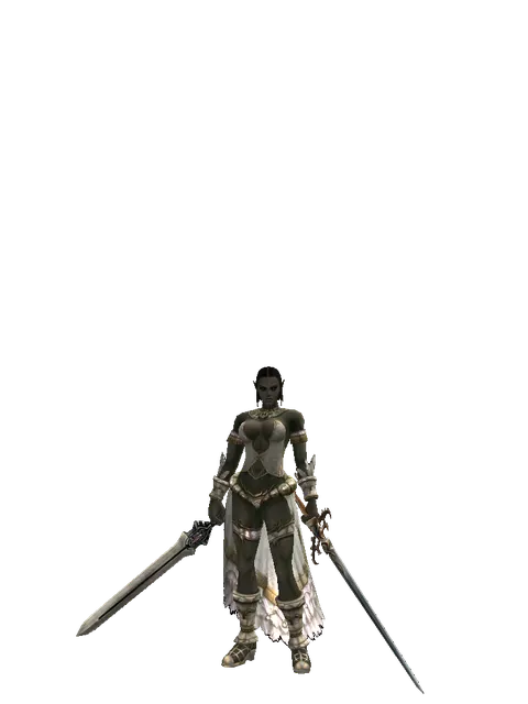 Spirit Sword*Raid Sword on a female Orc fighter, front view