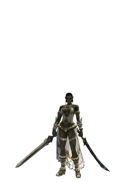 Spirit Sword*Samurai Long Sword on a female Orc fighter, front view