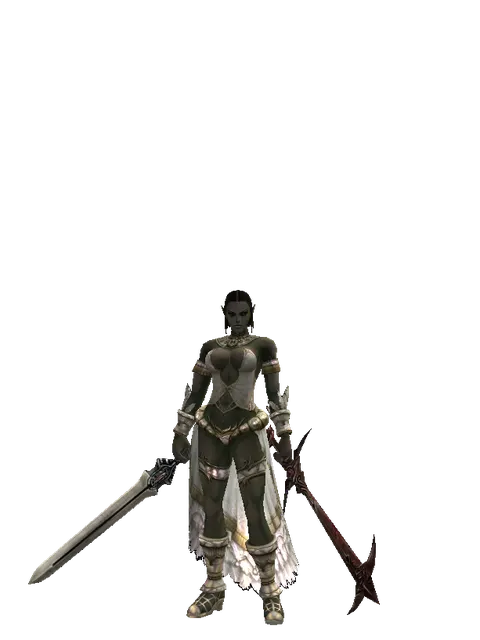 Spirit Sword*Sword of Nightmare on a female Orc fighter, front view