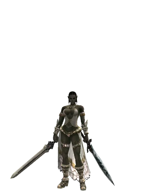 Spirit Sword*Tsurugi on a female Orc fighter, front view