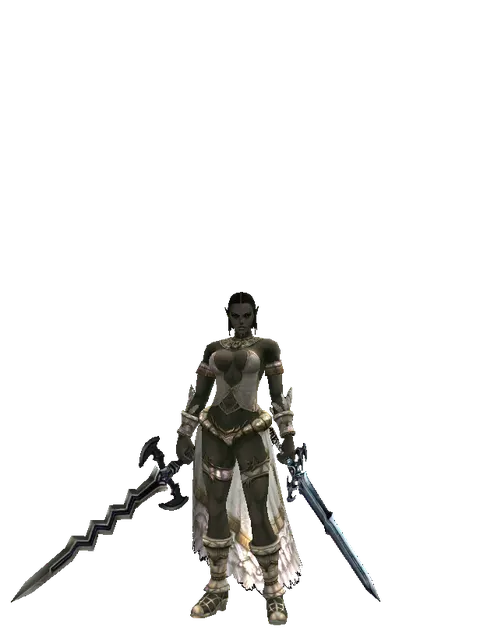 Stormbringer*Caliburs on a female Orc fighter, front view