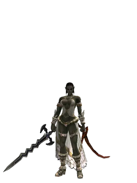 Stormbringer*Shamshir on a female Orc fighter, front view