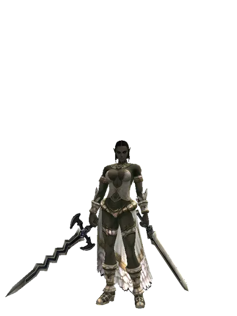 Stormbringer*Spirit Sword on a female Orc fighter, front view