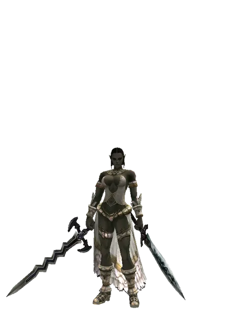 Stormbringer*Tsurugi on a female Orc fighter, front view