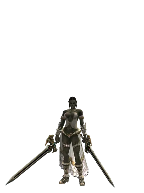 Sword of Delusion*Sword of Delusion on a female Orc fighter, front view