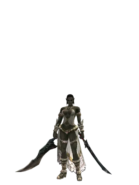 Sword of Limit*Samurai Long Sword on a female Orc fighter, front view