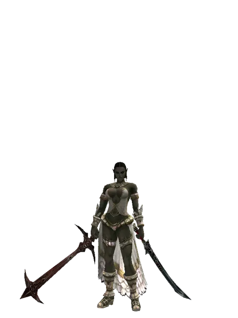 Sword of Nightmare*Samurai Long Sword on a female Orc fighter, front view