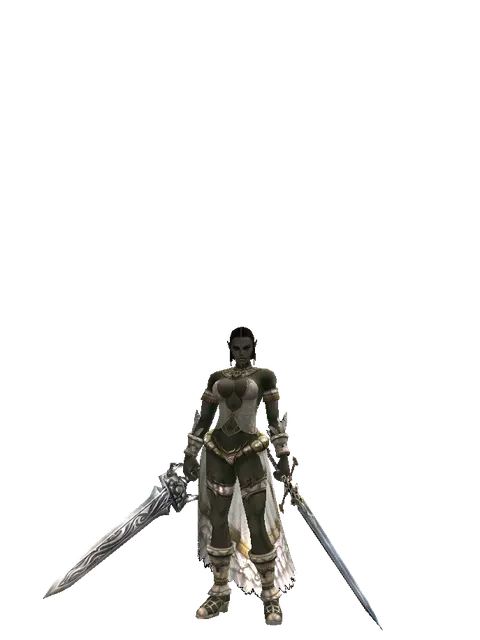 Tallum Blade*Dark Legion's Edge on a female Orc fighter, front view