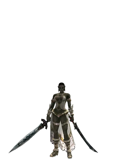 Tsurugi*Samurai Long Sword on a female Orc fighter, front view